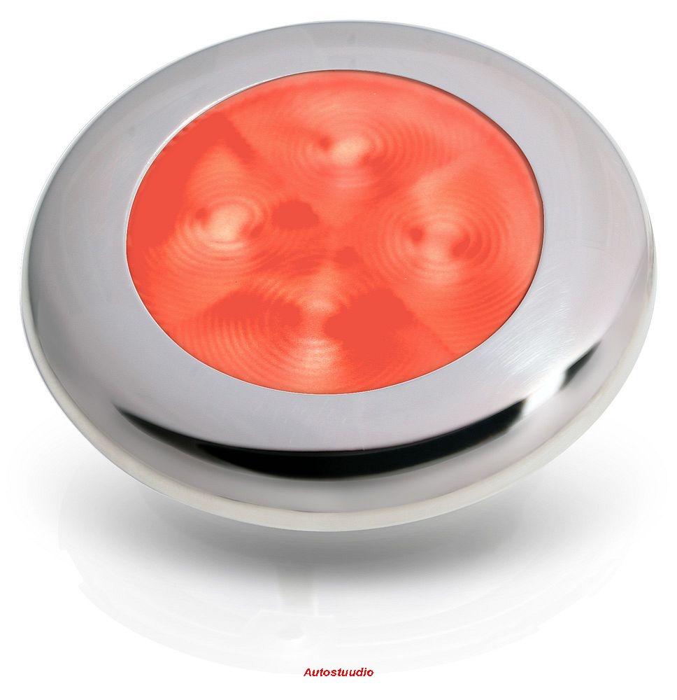Ringvalgusti punane 12V LED, poleeritud roostevaba raam