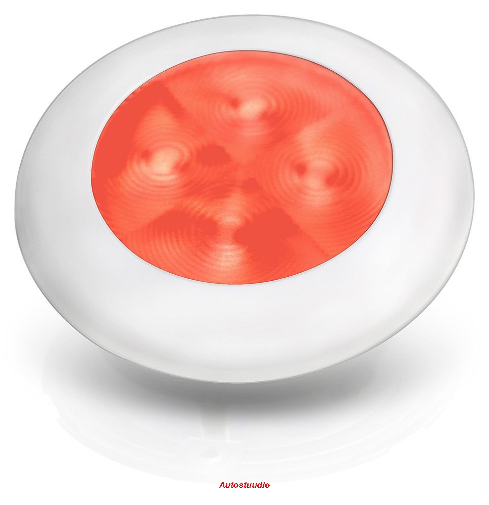 Ringvalgusti punane 12V LED, valge plastik raam