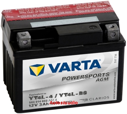 VARTA Powersports AGM aku 12V 3Ah 40A 114x71x86mm LF -/+