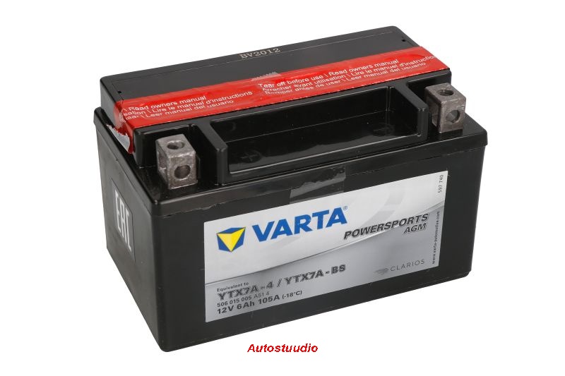 VARTA PowerSports AGM aku 12V 6Ah 105A, YTX7A-BS, 151x88x94mm +/-