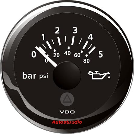 Rõhunäidik ∅ 52mm 5Bar /80PSI 12V/24V, must