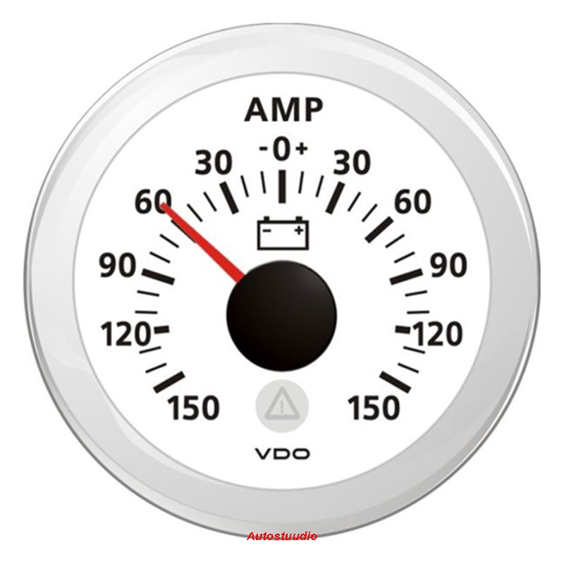 VDO ViewLine ampermeeter 150A Ø 52mm + shunt 150A, valge