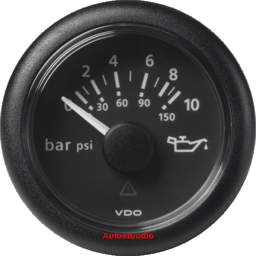 Rõhunäidik 10Bar/150PSI ø 52mm 12/24V DLRW, must