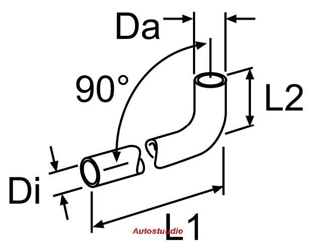 Veeühendustoru - vormvoolik ∅ 20/27mm, 90° L1=360mm L2=47mm